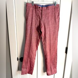 Paisley & Gray Slim Fit Linen Blend Mens Pink Pants 31 X 32 Preppy Coastal Beach